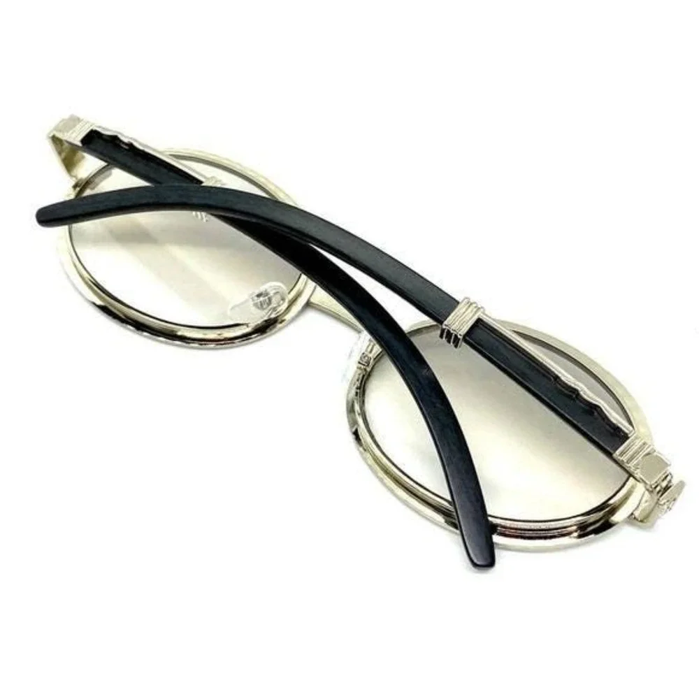 Eyeglasses Silver Metal Frame Clear Tinted Lens‎ Buffs Cholo Style Diamond Style